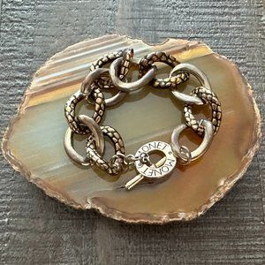 Vintage Monet Brutalist Two Tone Link Bracelet